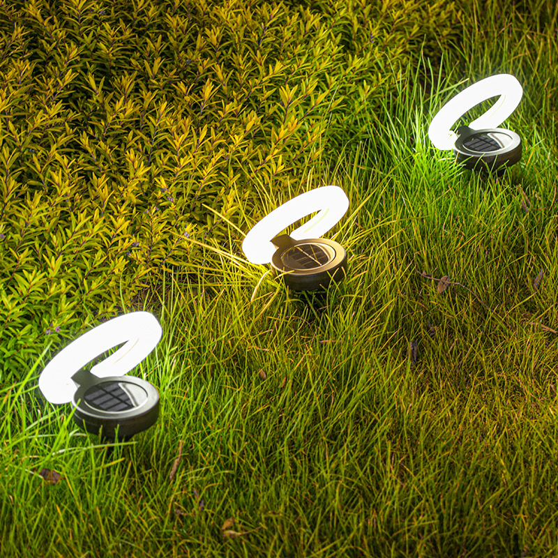 (Warm light 4pcs) Solar Outdoor Lights LED Waterproof Atmosphere Light Warm white lamp for Garden Fence Buried Lawn Porch Walkway Decor