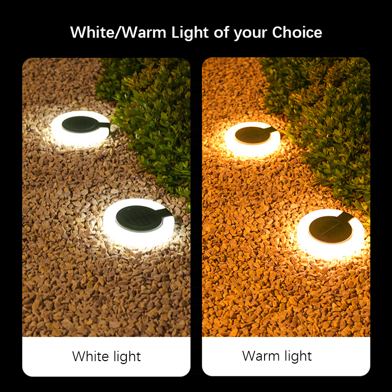 (Warm light 4pcs) Solar Outdoor Lights LED Waterproof Atmosphere Light Warm white lamp for Garden Fence Buried Lawn Porch Walkway Decor
