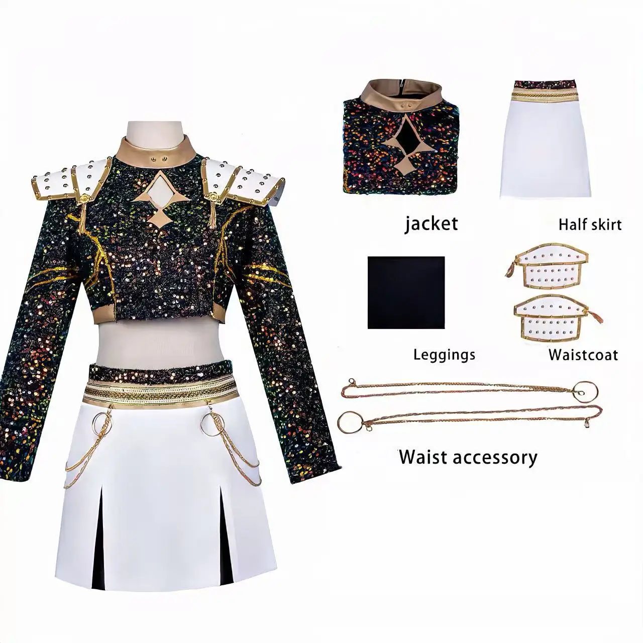 Children Cosplay Rumi Zoey Mira Stage Outfit Role Play Suit for Little Girls Anime Convention Carnival Dress Up