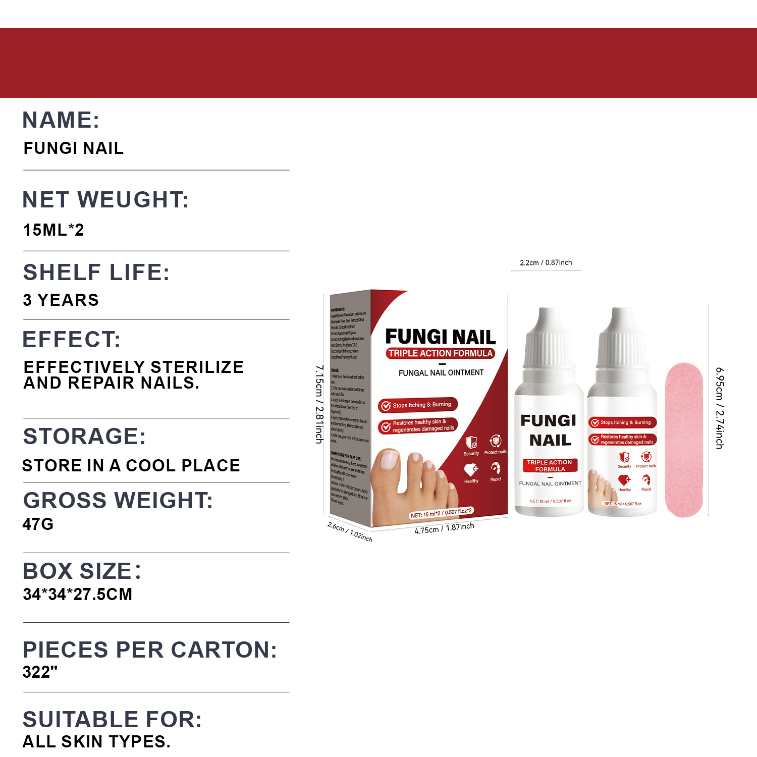 2 PCS Nail Antifungal Solution Kit With Two Repair Treatment Solutions For Nail Health And Protection 15ml 