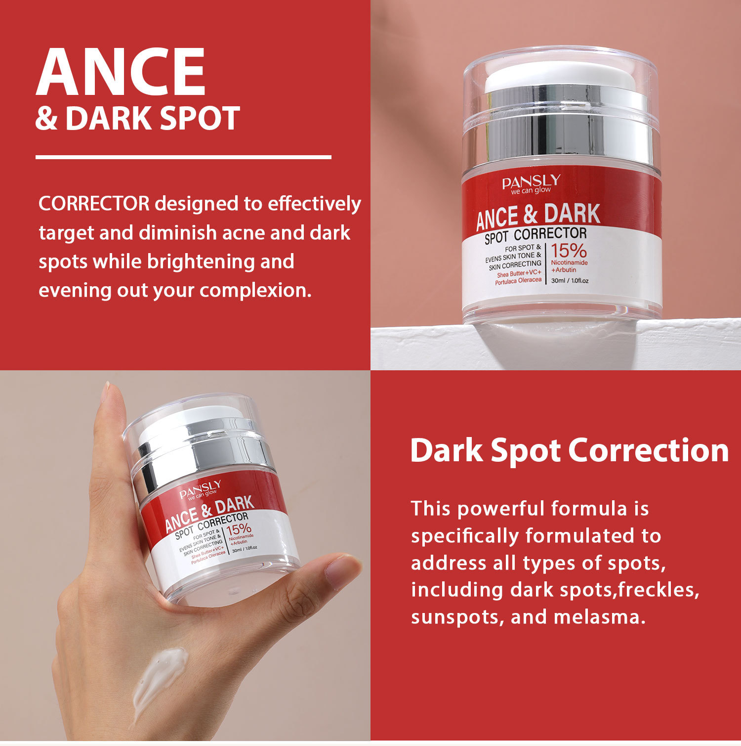 Vitamin C 15 Percent Niacinamide Dark Spot Cream For Acne Marks Pore Cleansing And Skin Brightening Face Cream
