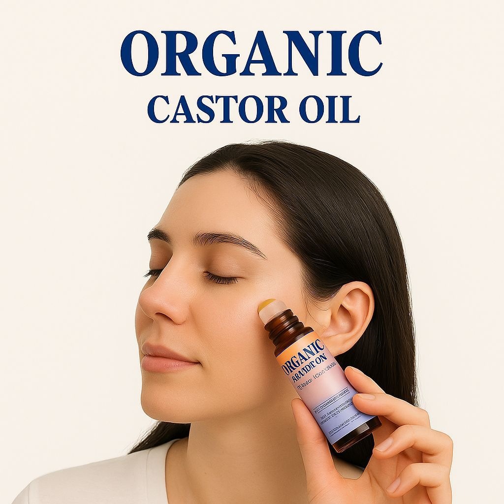 Organic Castor Oil Roll On 50ml For Hair Eyelash Eyebrow And Skin Nourishing Daily Care 2 PCS