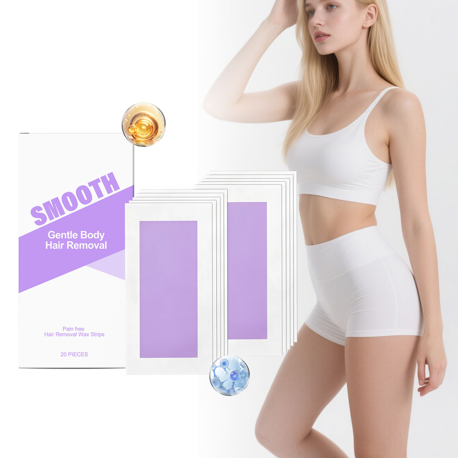 Mild Soothing Hair Removal Wax Strips Gentle Cleansing Silky Skin Daily Portable Whole Body Depilation