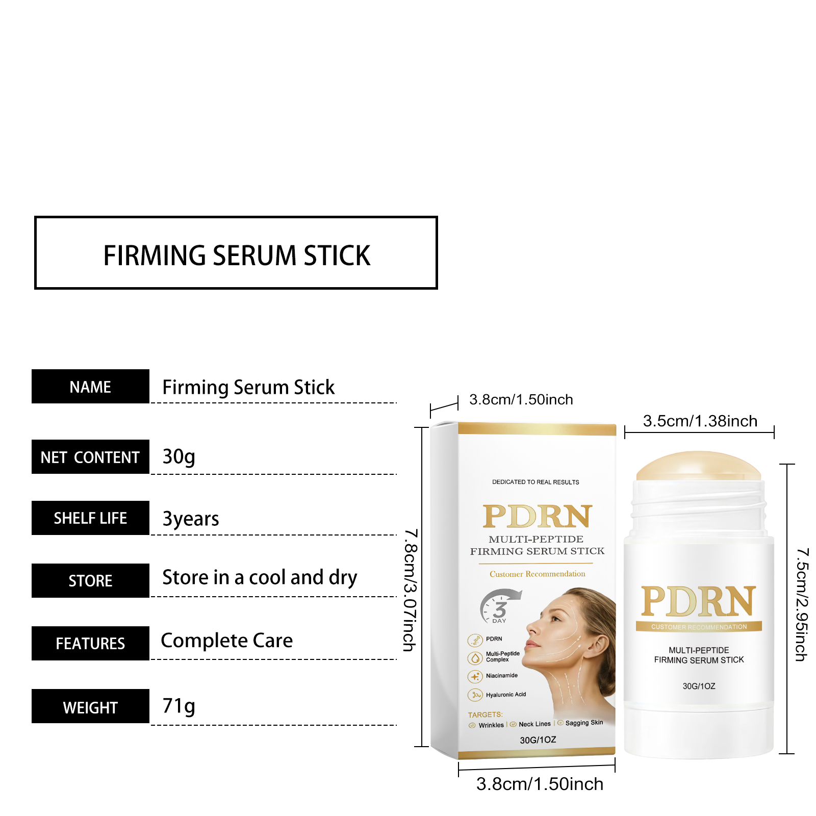 Renewing Facial Care Stick Massage Nourish Skin Hydrate Elastic Gentle Moisturize Face Neck Bar