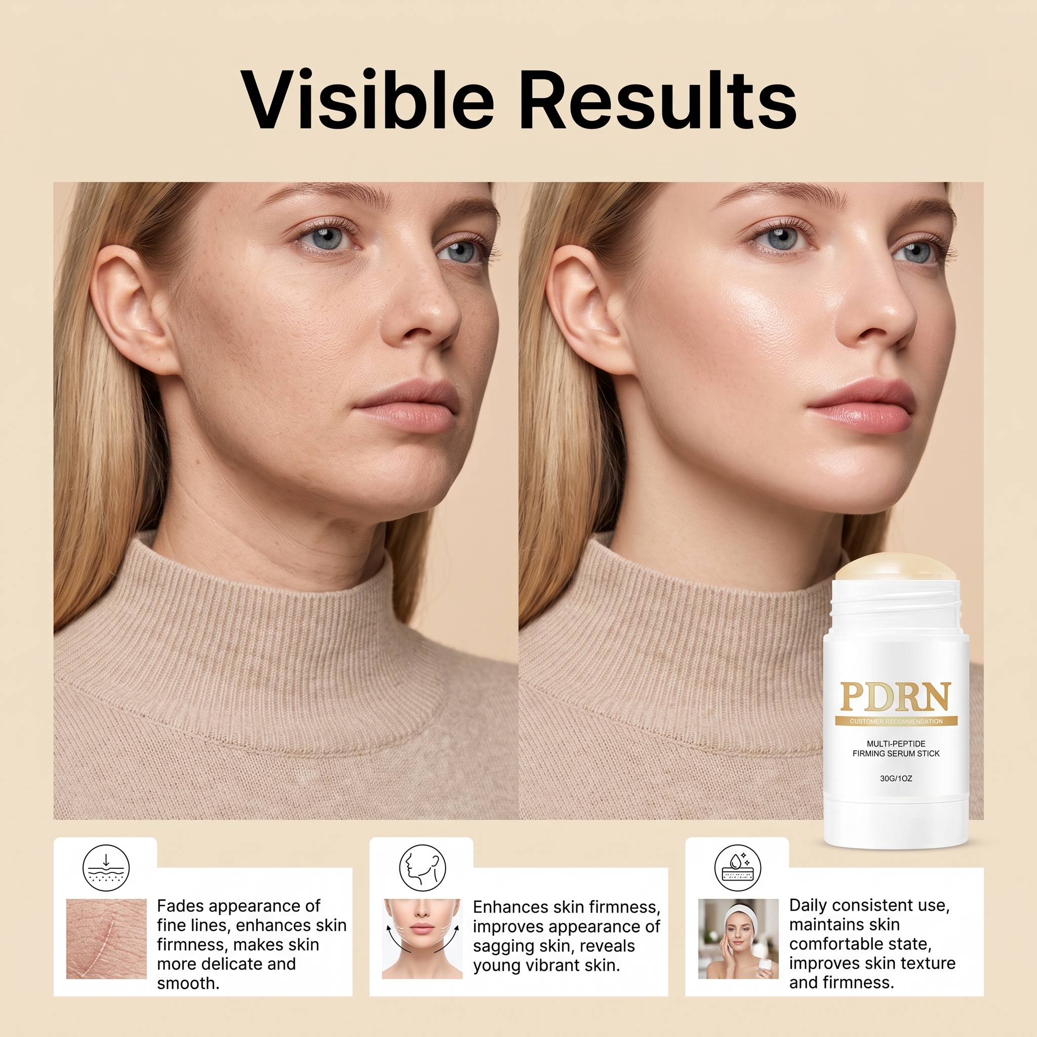 Renewing Facial Care Stick Massage Nourish Skin Hydrate Elastic Gentle Moisturize Face Neck Bar