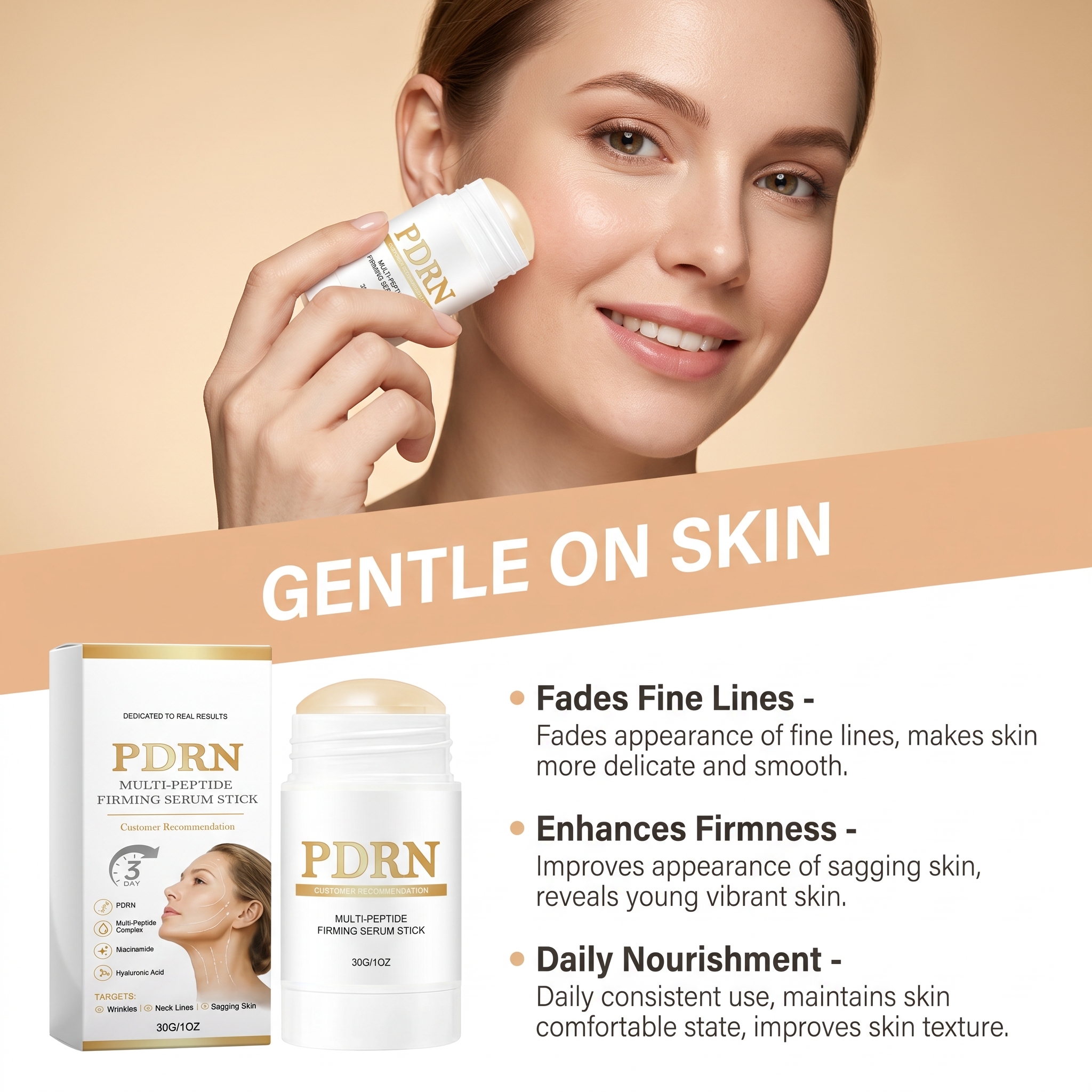 Renewing Facial Care Stick Massage Nourish Skin Hydrate Elastic Gentle Moisturize Face Neck Bar