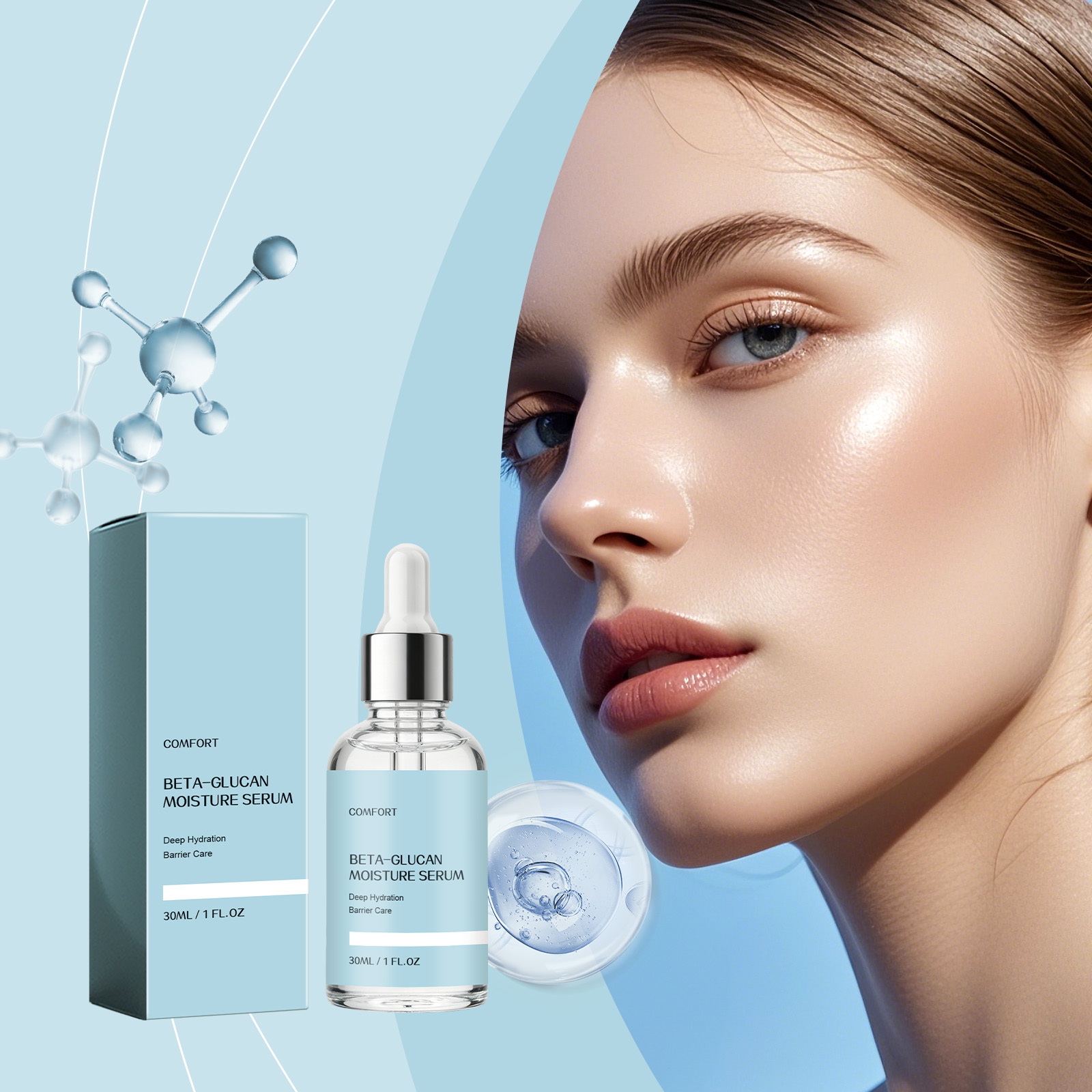 Moisturizing Essence Liquid Clear Hydrating Comfort Bright Soft Mild Care Facial Skin Luminous Complexion