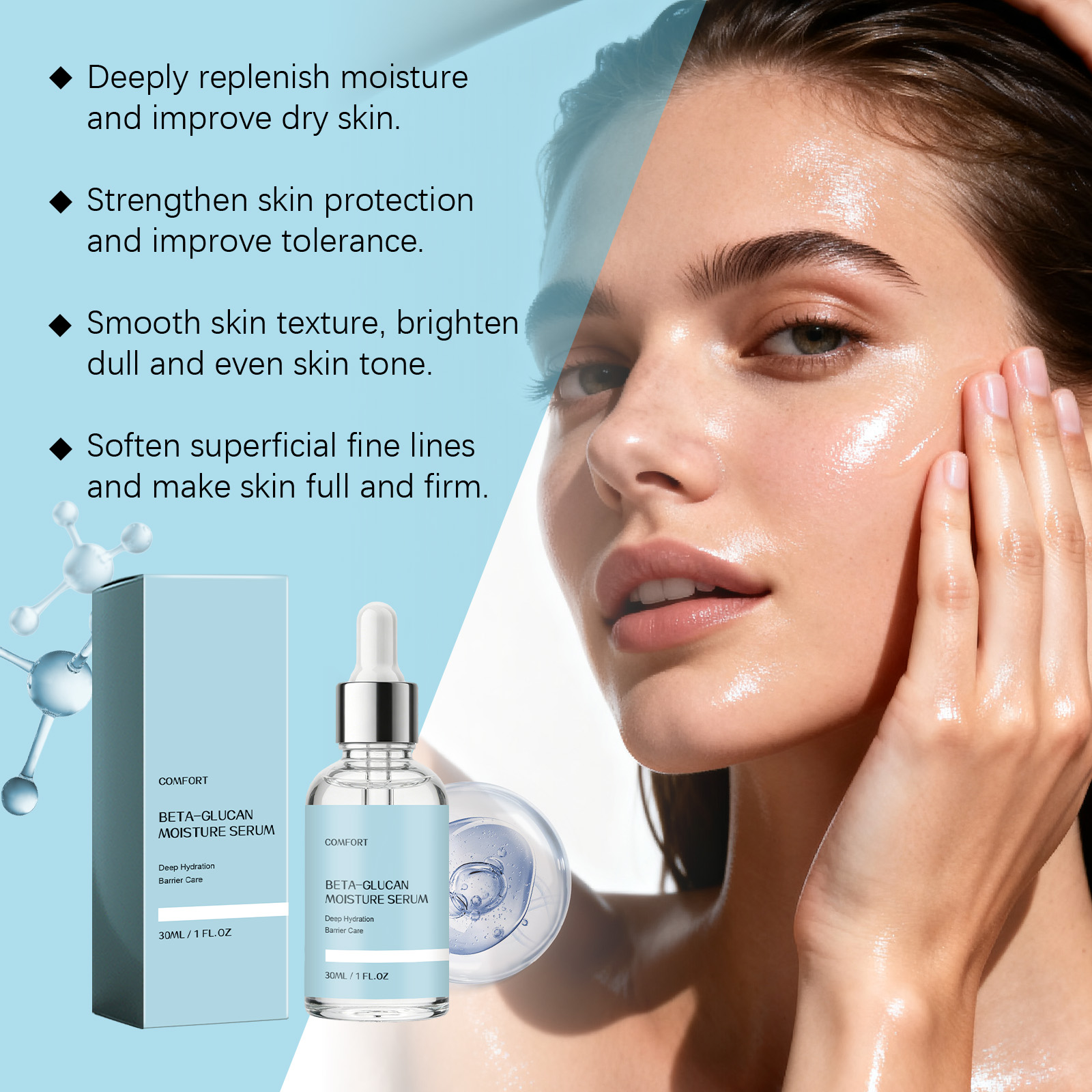 Moisturizing Essence Liquid Clear Hydrating Comfort Bright Soft Mild Care Facial Skin Luminous Complexion