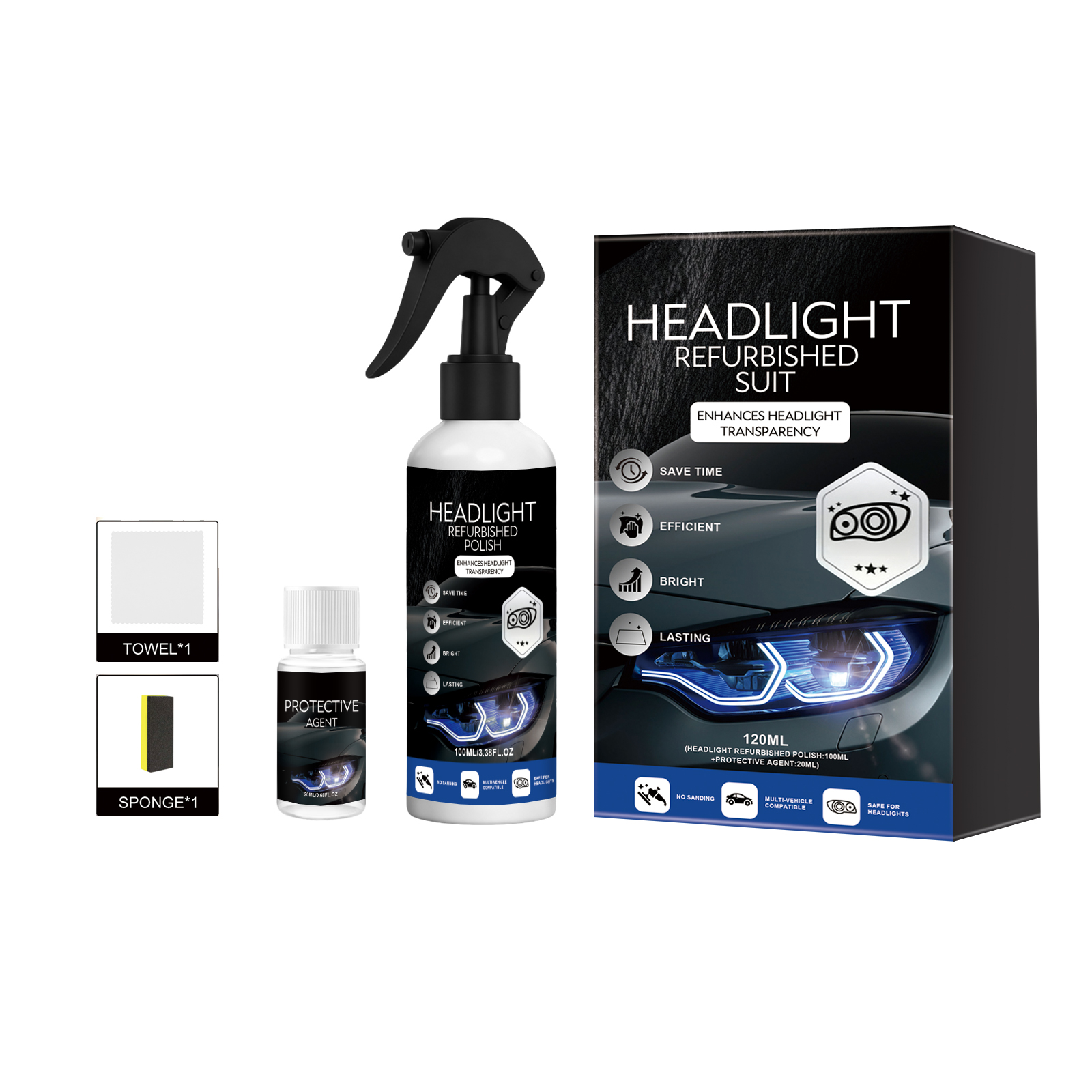 Car Headlight Refinishing Kit Daily Oxidation Removal Renovation Brightening Protection Auto Lamp Special Maintenance Supplies