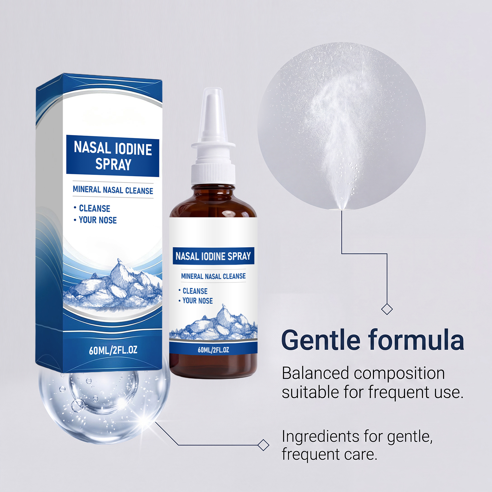 Nasal Cleansing Care Spray Mild Ingredients Daily Nourish Moisturize Nose Cool Comfort Fresh Breath Gentle Protection