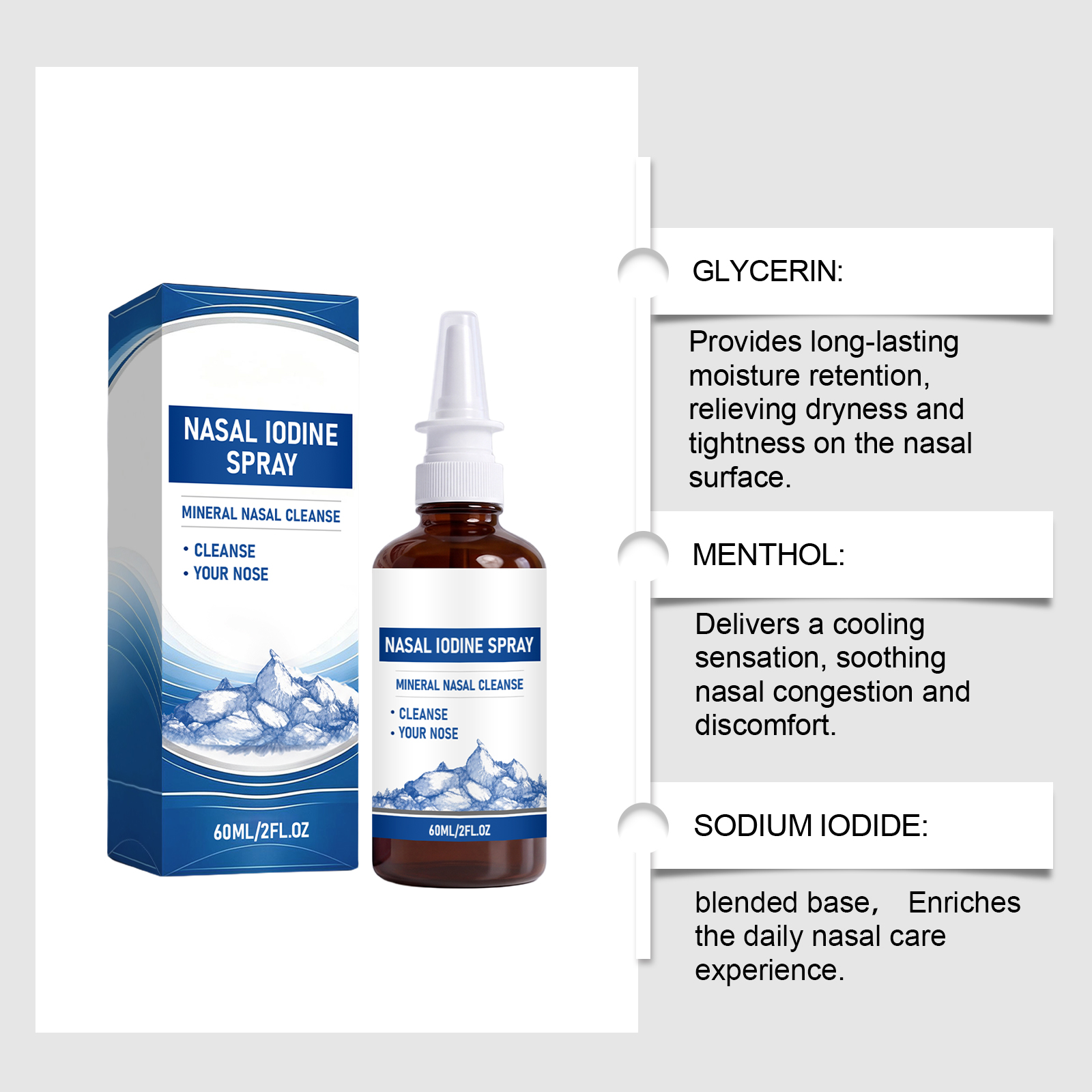Nasal Cleansing Care Spray Mild Ingredients Daily Nourish Moisturize Nose Cool Comfort Fresh Breath Gentle Protection