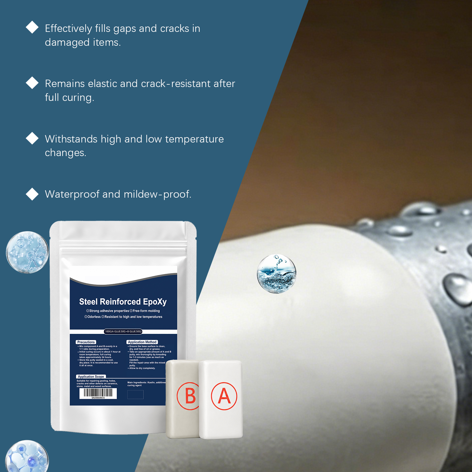 Multi Purpose AB Repair Glue Fast Drying Waterproof Strong Bond For Metal Plastic Ceramic Multiple Materials Application