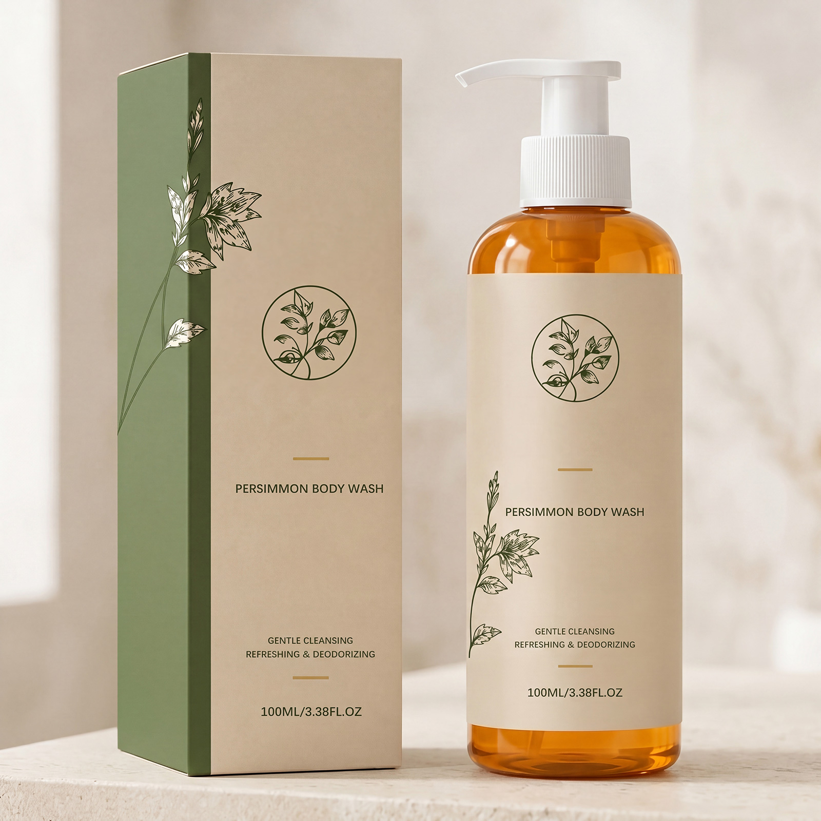Persimmon Body Wash Odor Removal Care Dense Foam Hydrating Clean Revitalize Whole Skin Cleansing Care