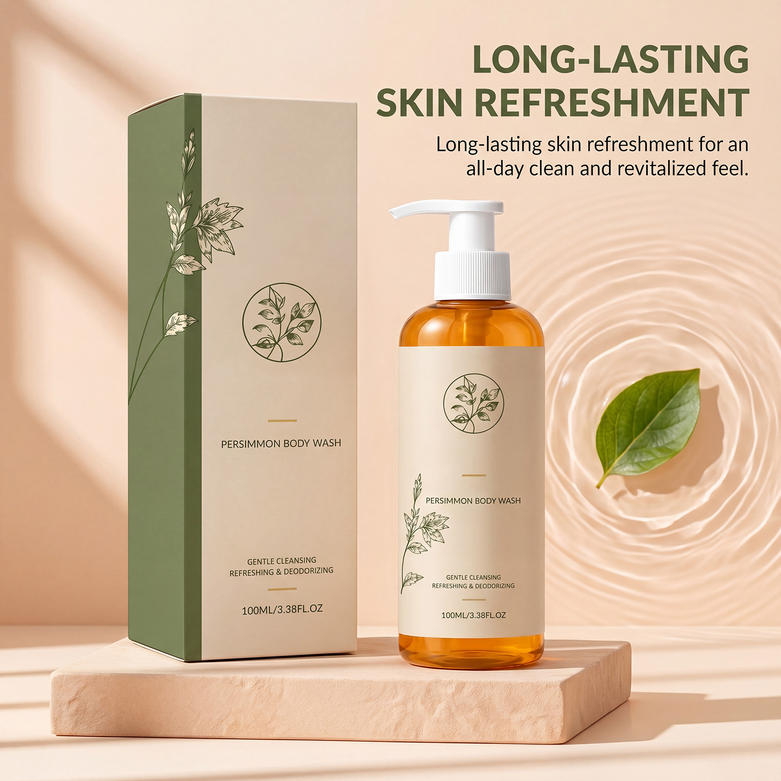 Persimmon Body Wash Odor Removal Care Dense Foam Hydrating Clean Revitalize Whole Skin Cleansing Care