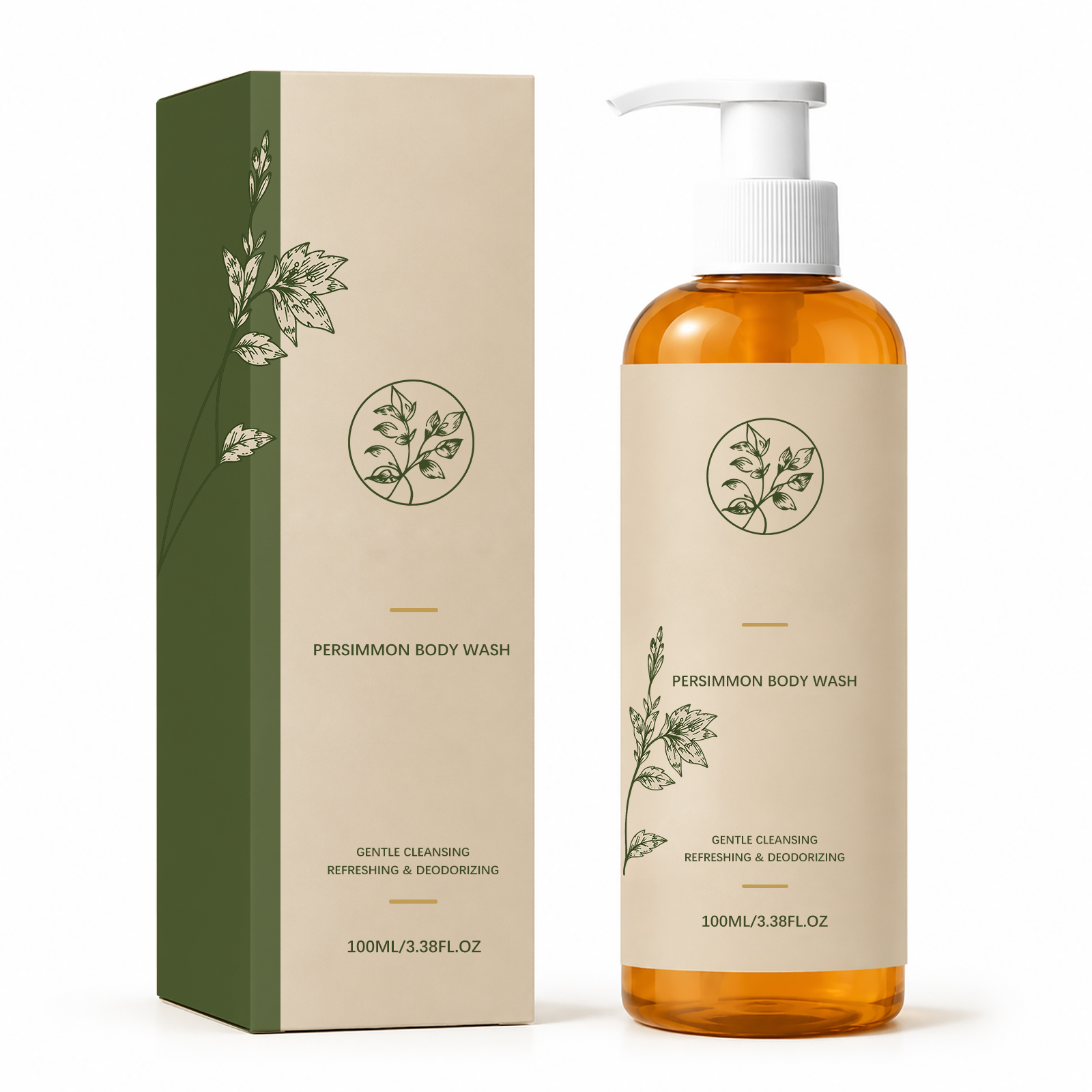 Persimmon Body Wash Odor Removal Care Dense Foam Hydrating Clean Revitalize Whole Skin Cleansing Care