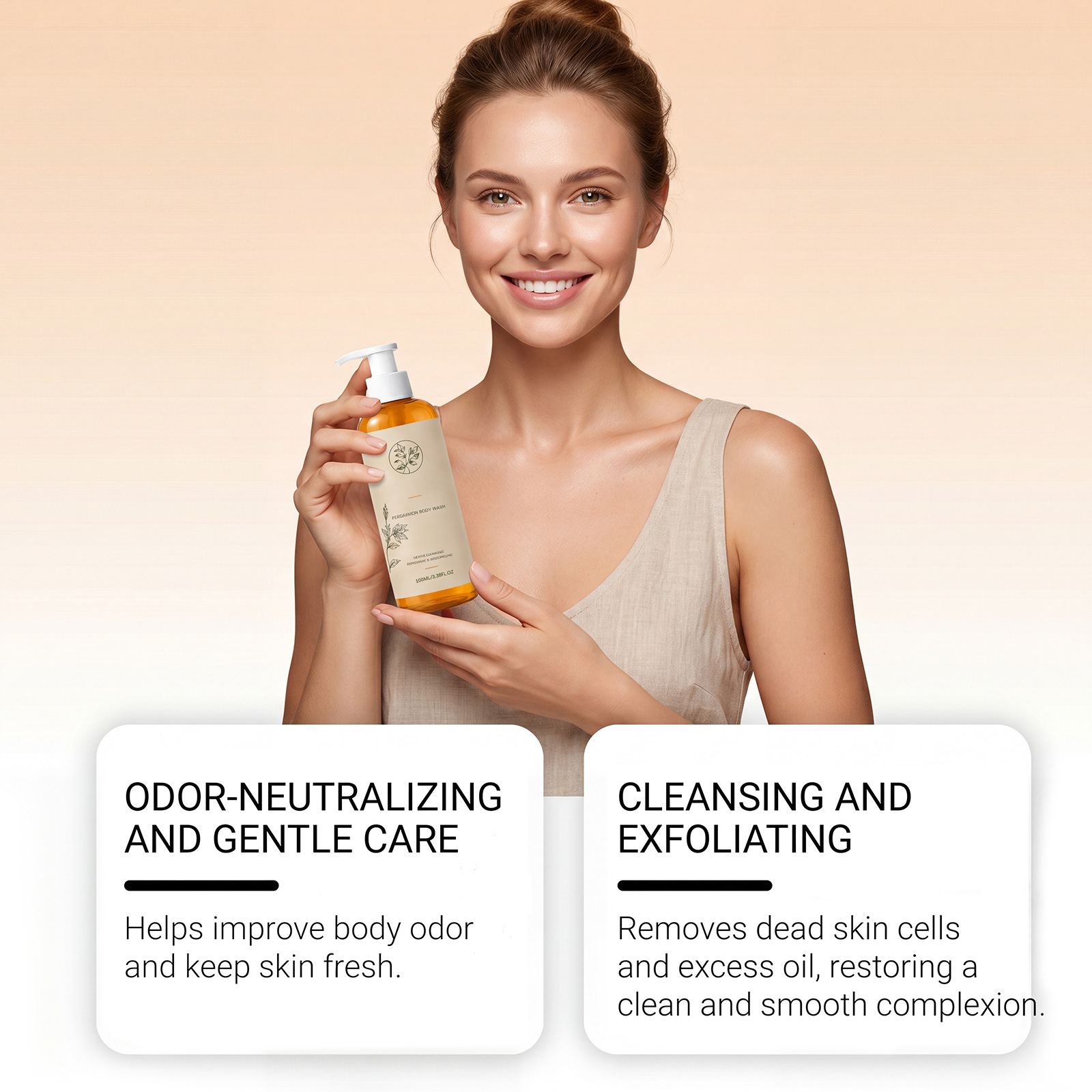 Persimmon Body Wash Odor Removal Care Dense Foam Hydrating Clean Revitalize Whole Skin Cleansing Care