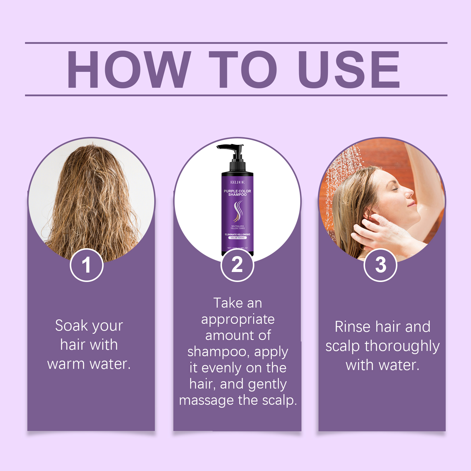 Purple Shampoo Offers Long Lasting Hair Color Daily Nourish Smooth Moisturize Hair Care