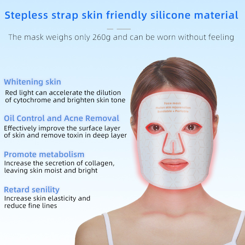 Red Light Therapy Mask for Face LED Face Mask Blue Light Therapy Masks for Skincare Near-Infrared Red Light Neck Care Beauty Mask for Home Travel