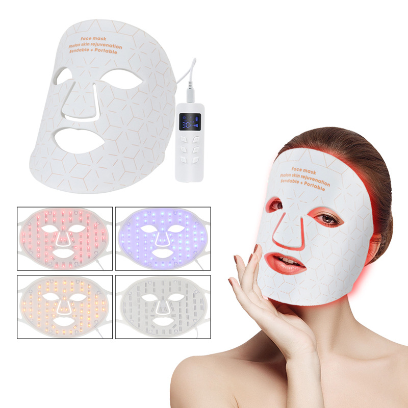 Red Light Therapy Mask for Face LED Face Mask Blue Light Therapy Masks for Skincare Near-Infrared Red Light Neck Care Beauty Mask for Home Travel