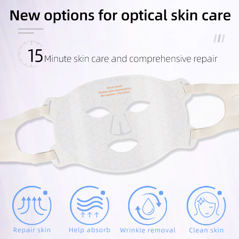 Red Light Therapy Mask for Face LED Face Mask Blue Light Therapy Masks for Skincare Near-Infrared Red Light Neck Care Beauty Mask for Home Travel