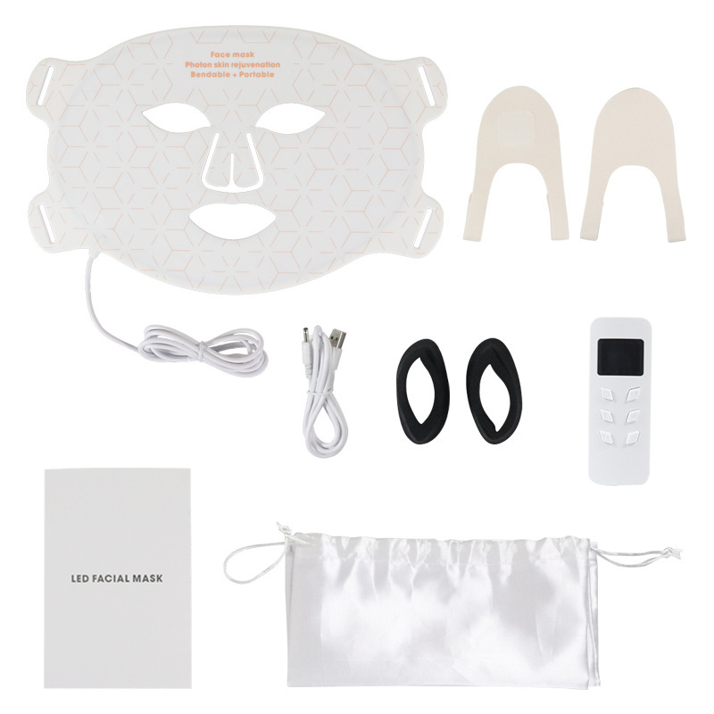 Red Light Therapy Mask for Face LED Face Mask Blue Light Therapy Masks for Skincare Near-Infrared Red Light Neck Care Beauty Mask for Home Travel