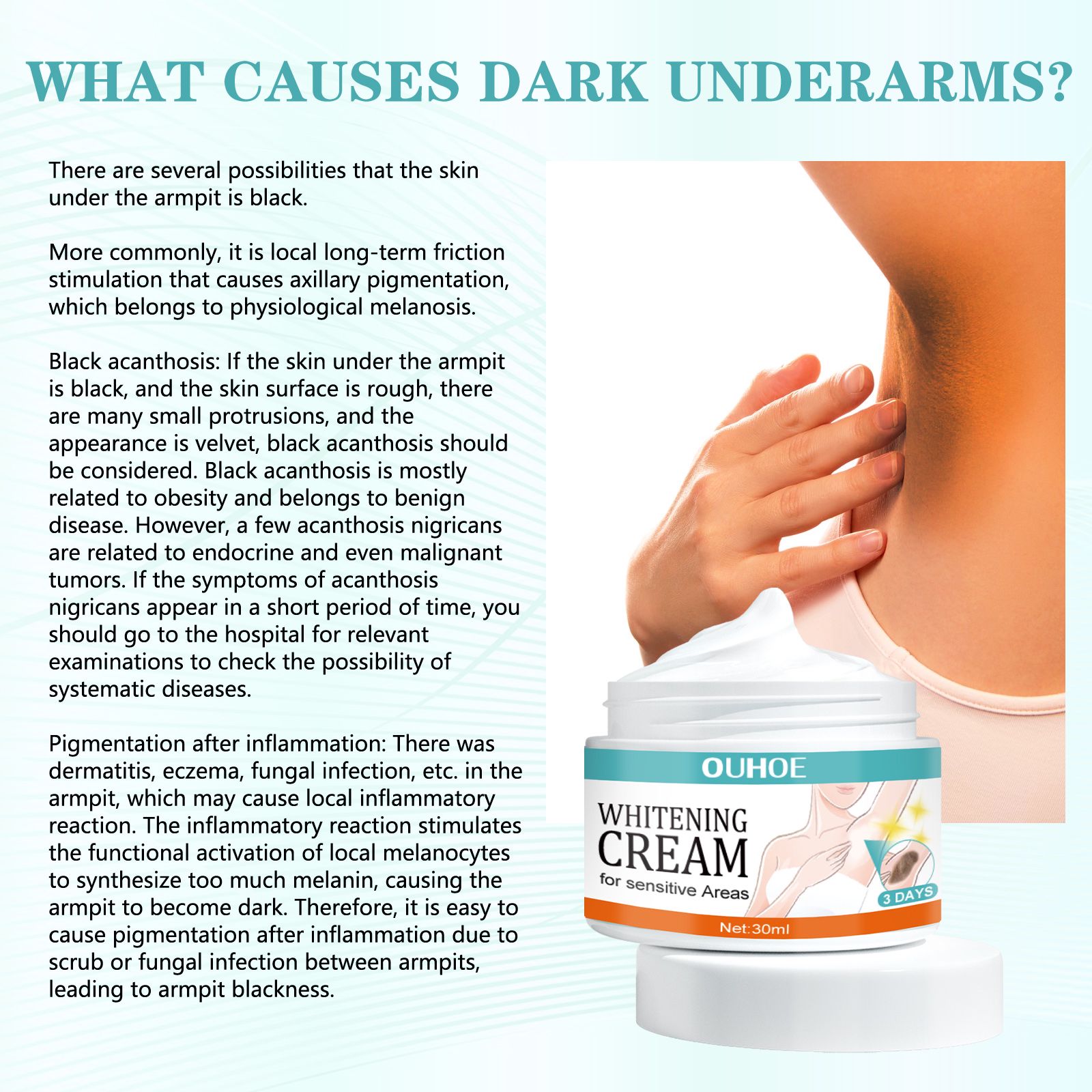 Underarm Brightening Cream For Dark Spots Elbows Knees Moisturizing And Even Tone Daily Skin Care 30ml