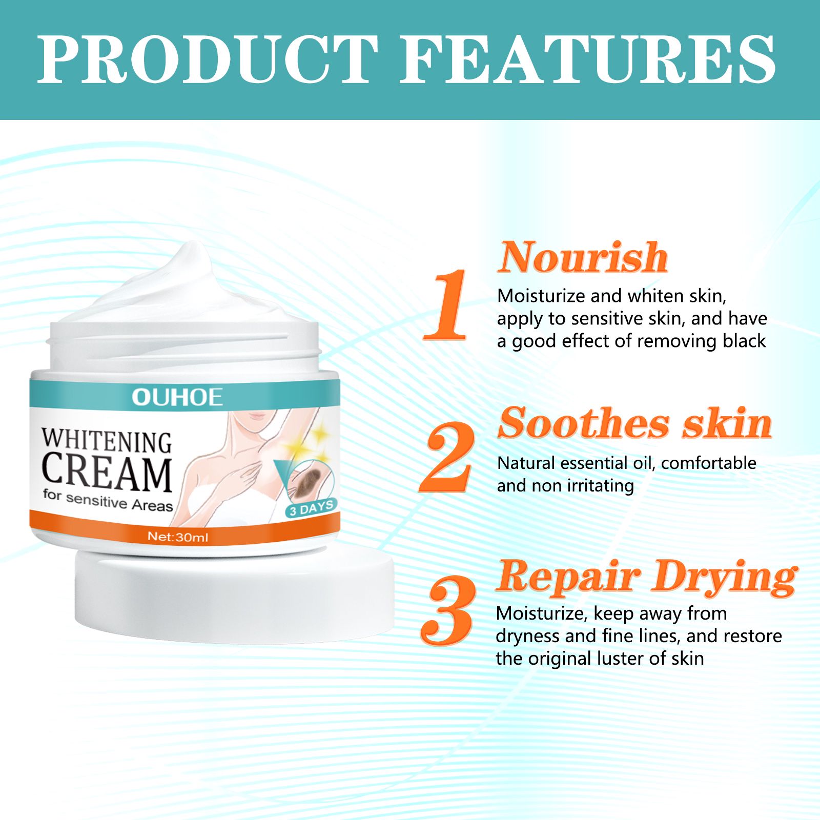 Underarm Brightening Cream For Dark Spots Elbows Knees Moisturizing And Even Tone Daily Skin Care 30ml