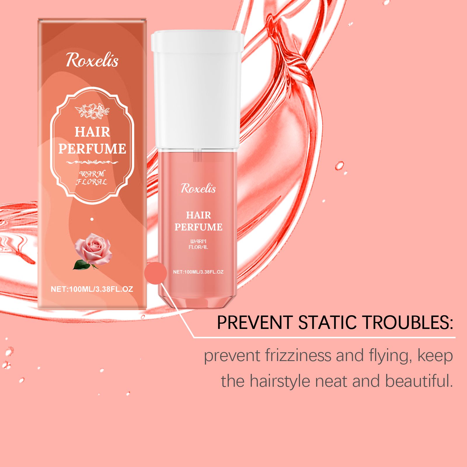 Women Hair Perfume Spray Rose Scent Nourishing Hydrating Long Lasting For Daily Hair Care
