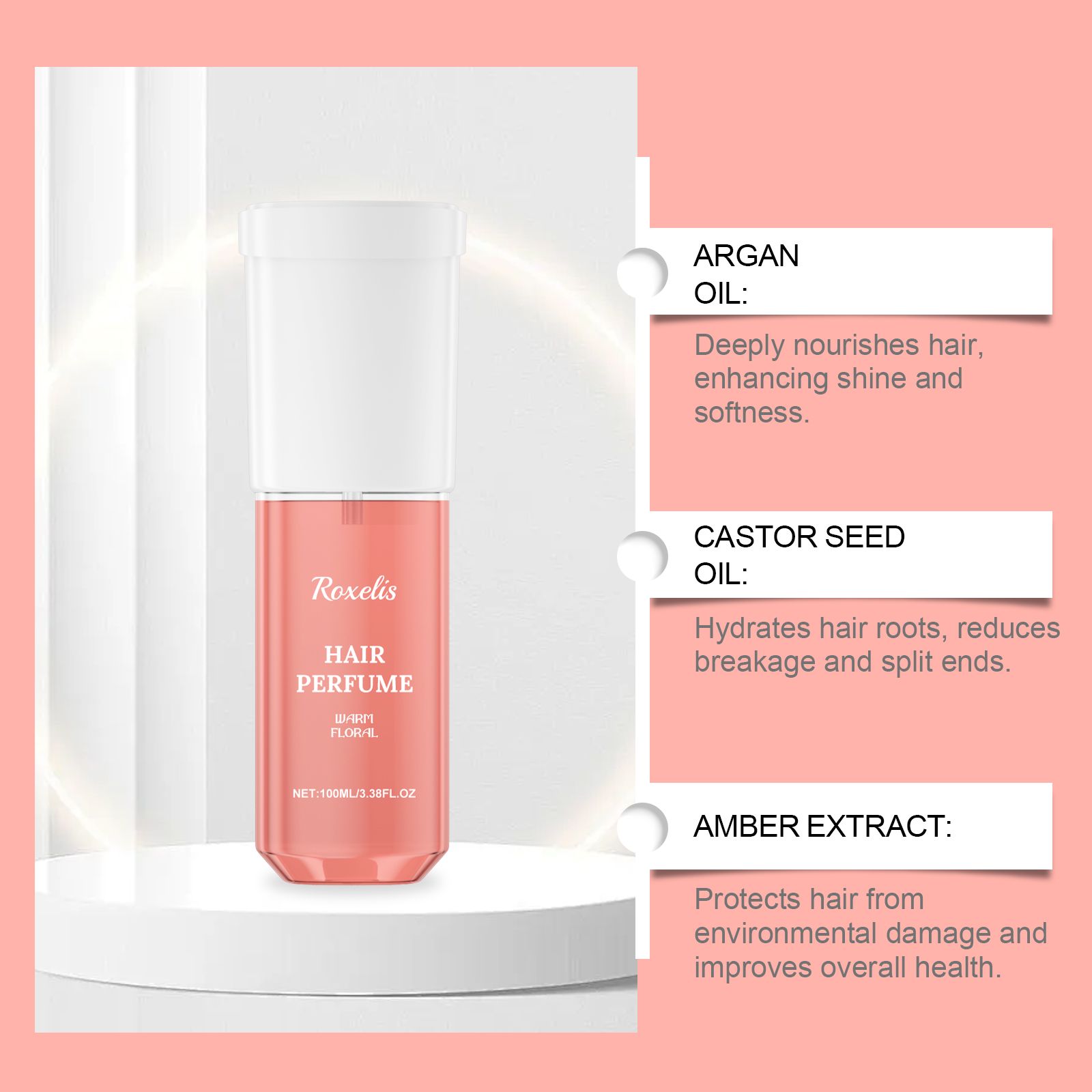 Women Hair Perfume Spray Rose Scent Nourishing Hydrating Long Lasting For Daily Hair Care