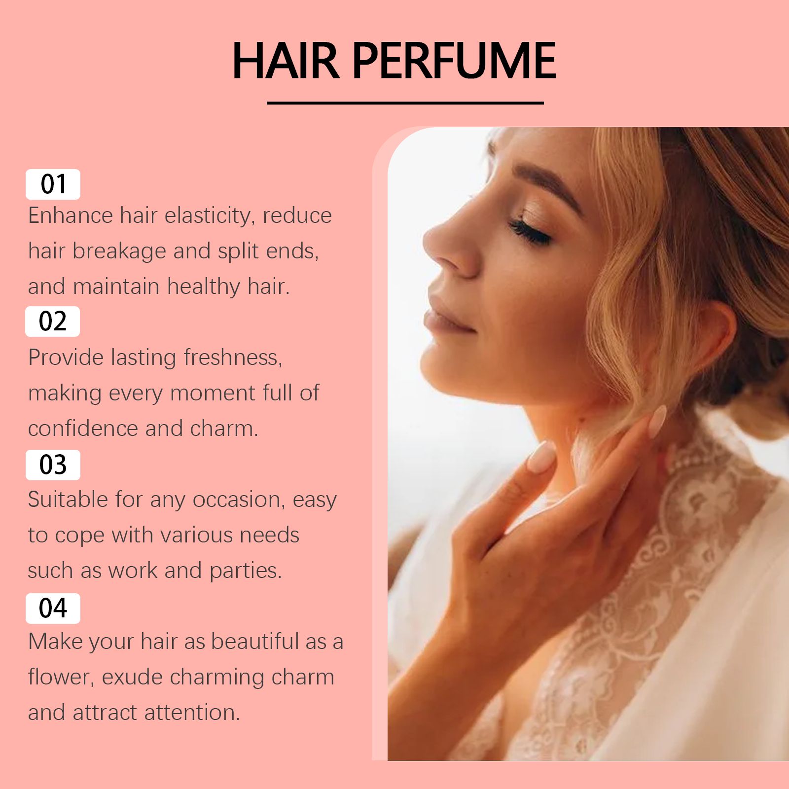 Women Hair Perfume Spray Rose Scent Nourishing Hydrating Long Lasting For Daily Hair Care
