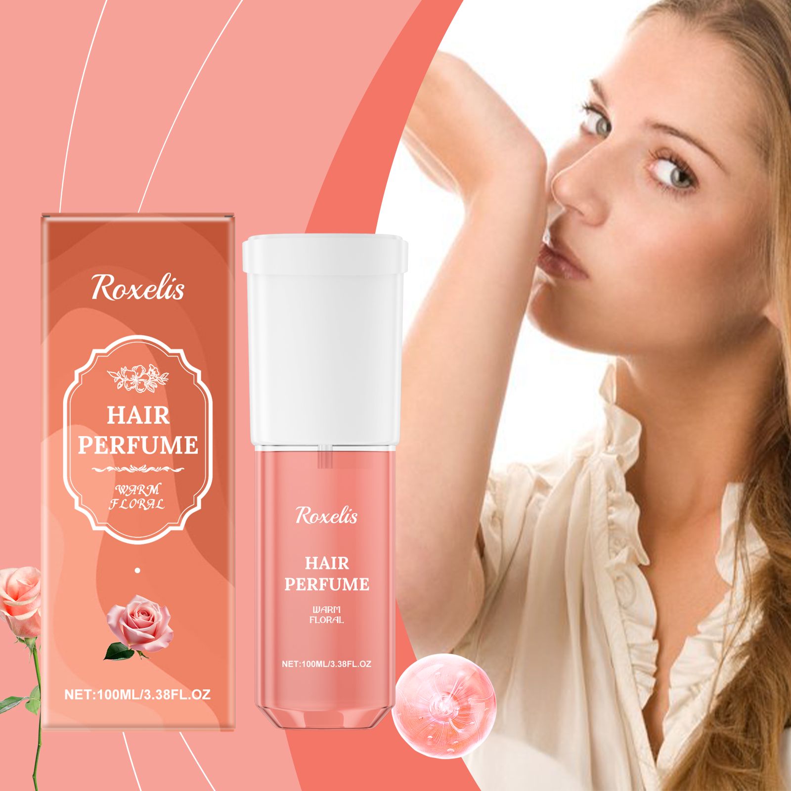 Women Hair Perfume Spray Rose Scent Nourishing Hydrating Long Lasting For Daily Hair Care