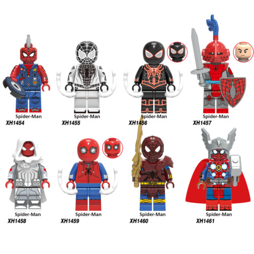 8pcs Marvel Superhero Series Spider-Man Knight Minifigures Puzzle Blocks