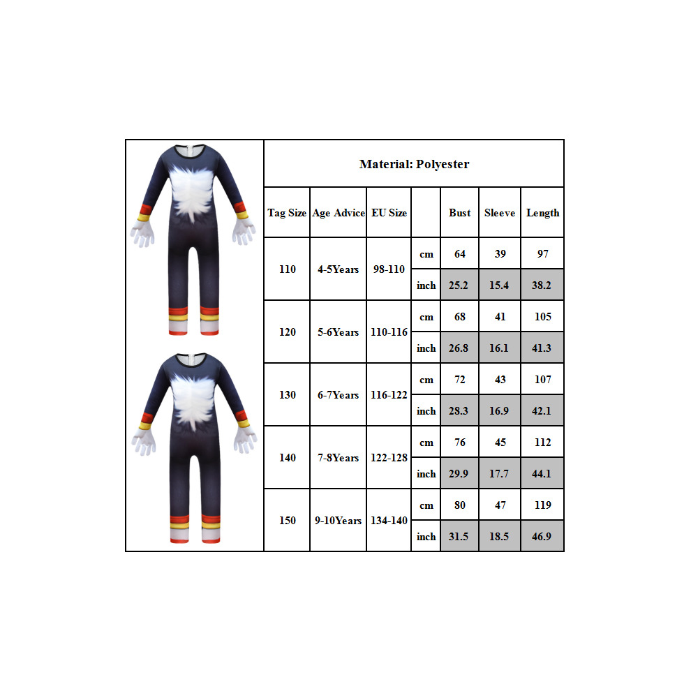 (5-6 Years) Kid Sonic The Hedgehog Sonic Shadow Knuckles Cosplay Costume Casual Outfit