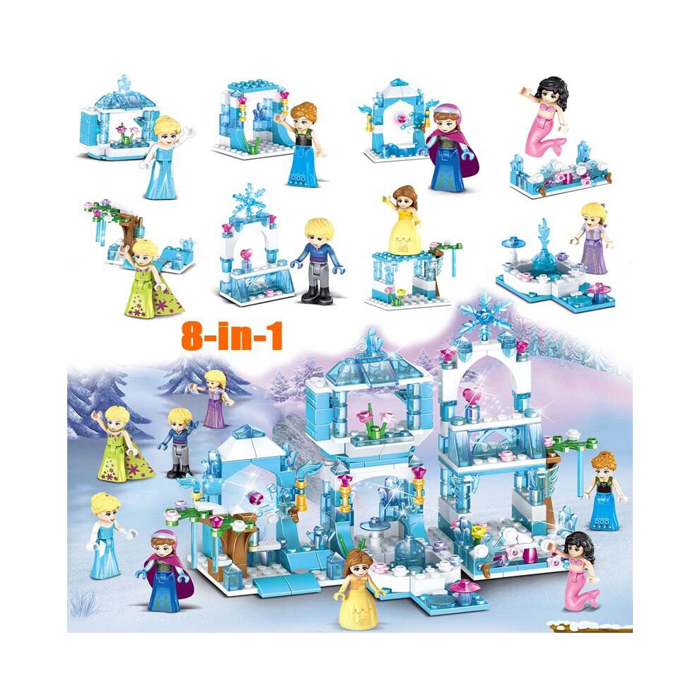 8 in1 Mermaid Ice Girl Castle Minifigures Compatible Toys Fit Lego