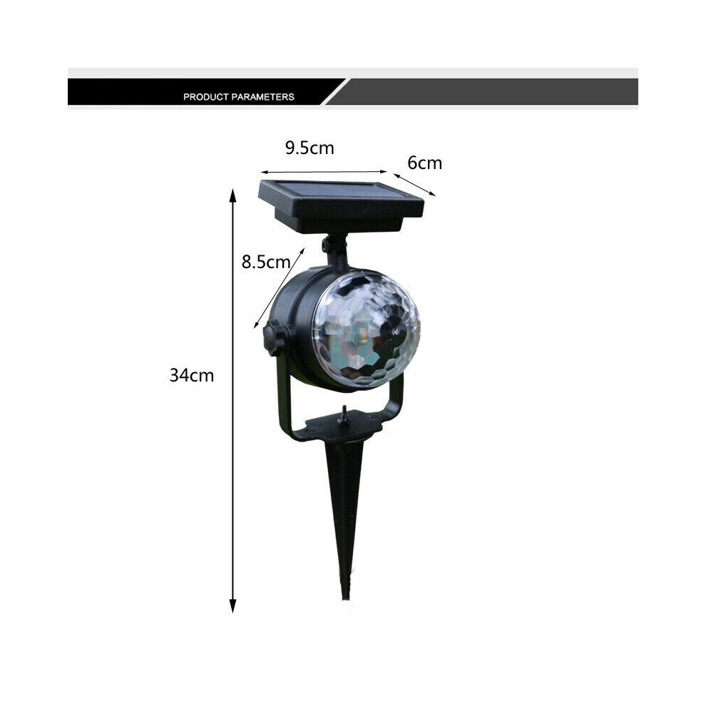 Solar LED Moving Colour Changing Rotating RGB Spotlight Garden Party Stage Light