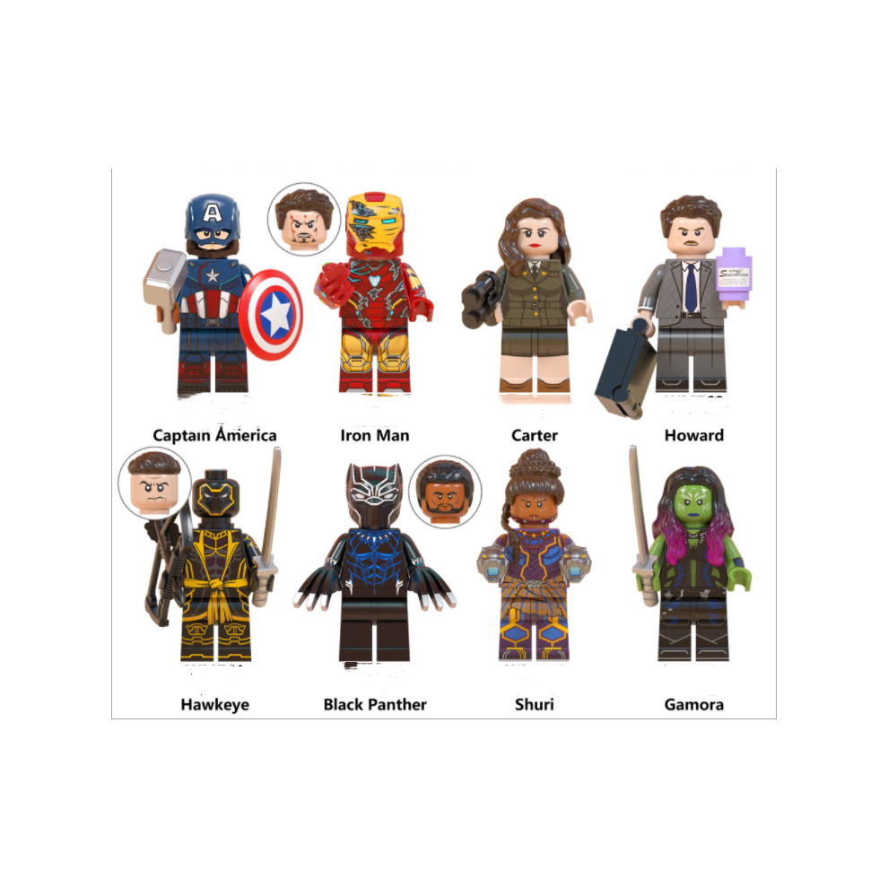 Avengers Minifigures Compatible With Lego Heroes Building Blocks Toys Set Iron Man Action Figures Toy Cake Toppers for Children 8Pcs Movie Series Collectible Figure Playset Cupcake Toppers for Birthday Party Supplies Kids Adults Gift