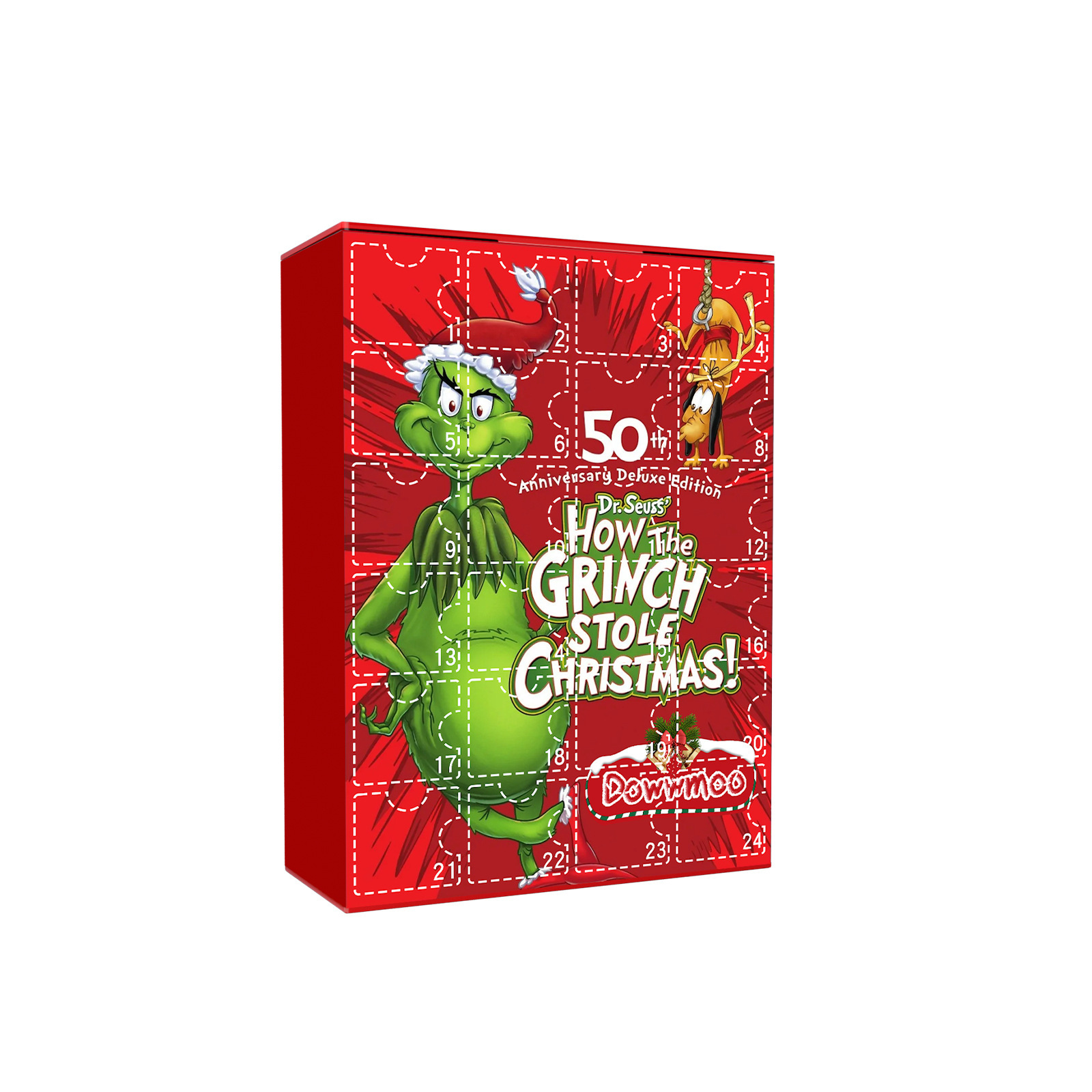 Christmas Advent Calendar 2023 New Year 24 Days Countdown Advent Calendar Surprise Gift with Green Monster Grinch Cute Doll Toys Collectible Figures for Kids