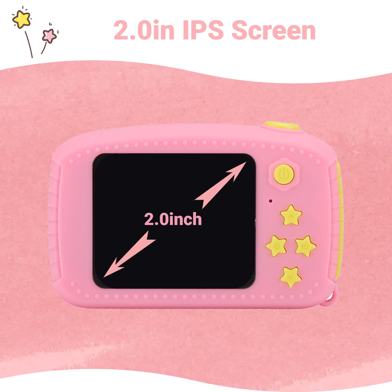 (Yellow) Kids Digital Camera HD Screen Camera Video Toys Kids Portable Cute Cartoon Camera HD 1080P for Outdoor Photography Activity Kids Birthday Chrsitmas Gift