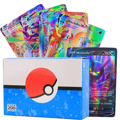 Pokemon Cards Vmax Battle Game Cards Trading Collection Shining Playing Cards 200pcs Rare Cards Collection Gift for Kids and Fans