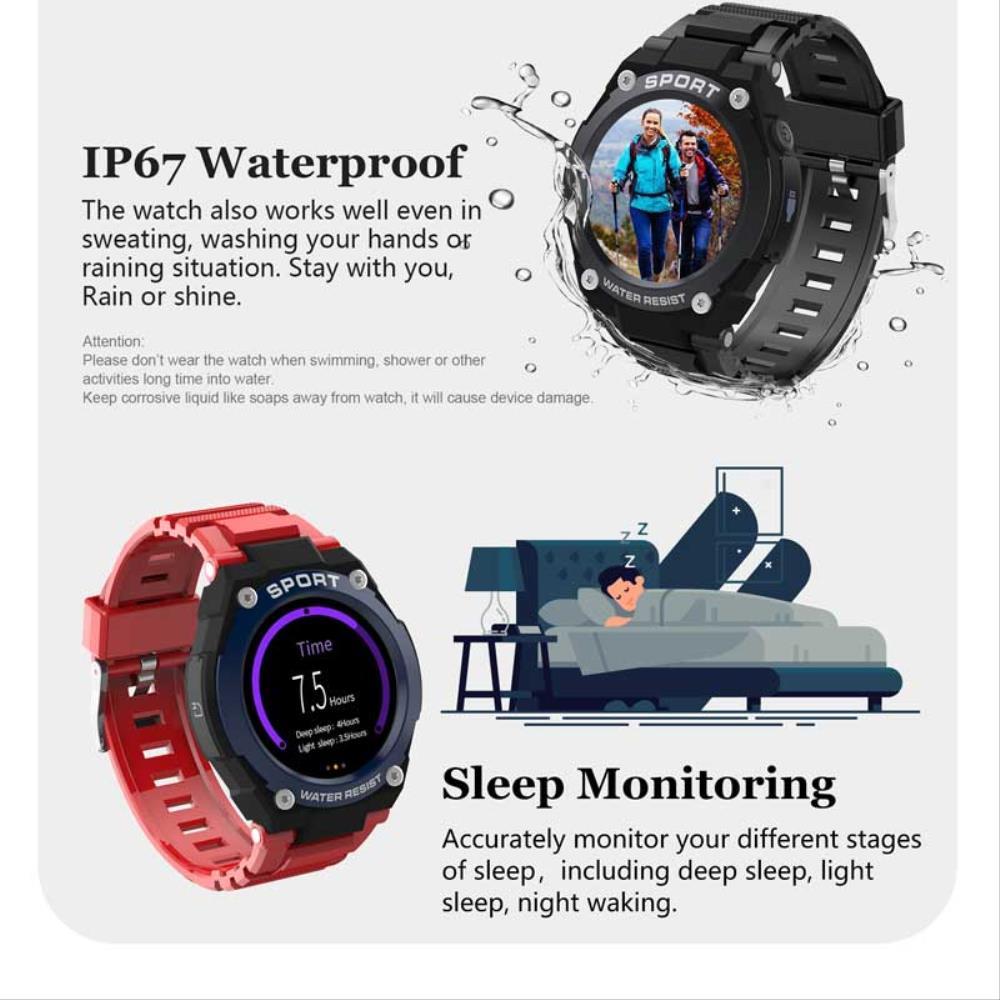 Smart Watch Fitness Tracker Heart Rate Monitor Waterproof GPS Sports Watch Red