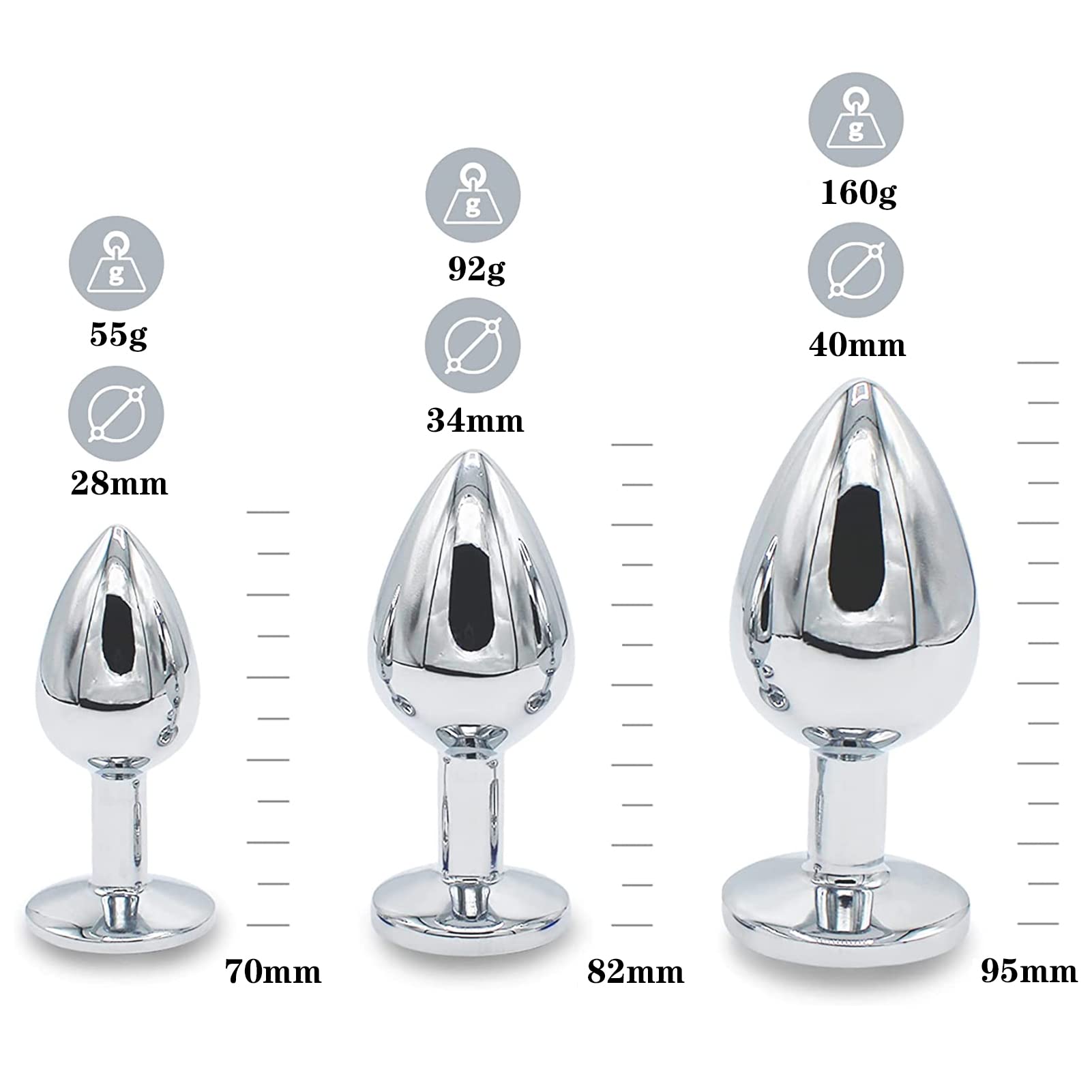 Anal Toys Adult Sex Toys for Women Stainless Steel Butt Plug Dildo for Beginners Clitoral Prostate Massaging Toys 3Pcs Kit Masturabating SM Adult Gay Toys