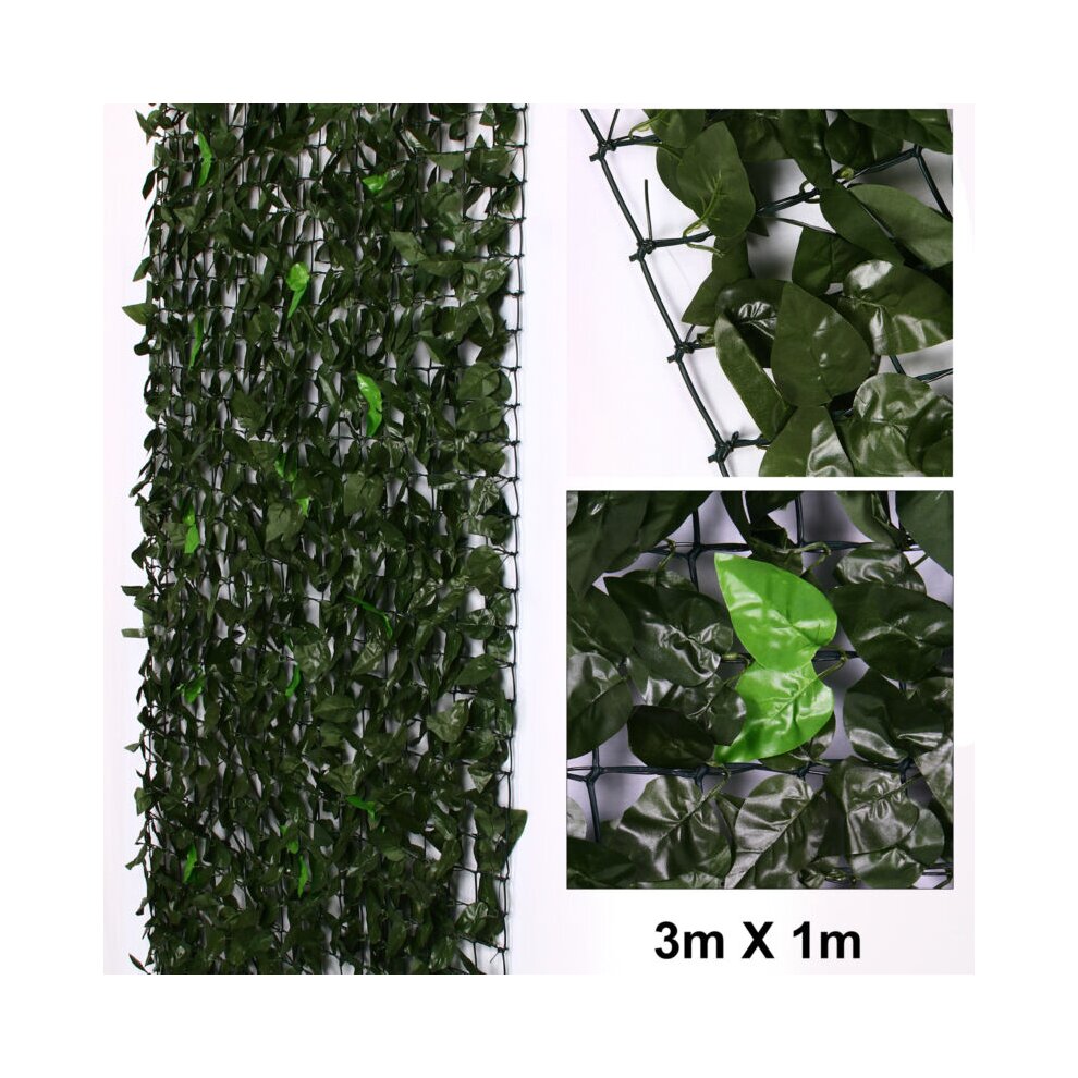 3M Artificial Lvy Leaf Hedge Roll Privacy Fence Screen Green Cover