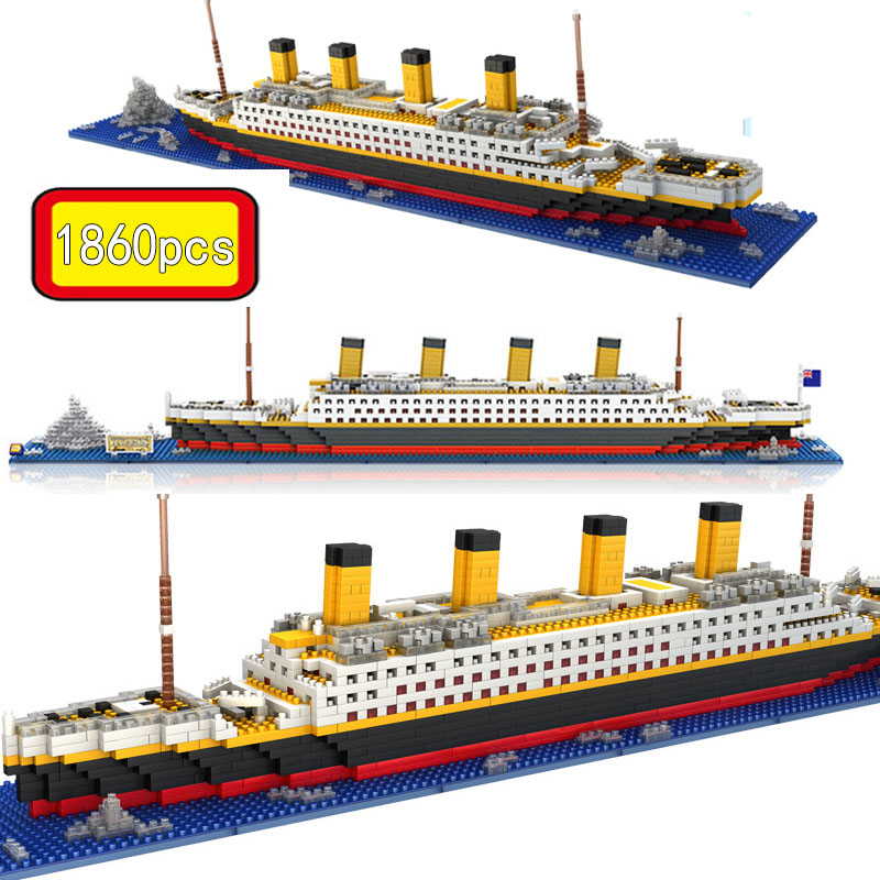1860Pcs Mini Bricks Model Titanic Cruise Ship Model Boat DIY Diamond Building Blocks Bricks Kit Children Kids Toys No Box