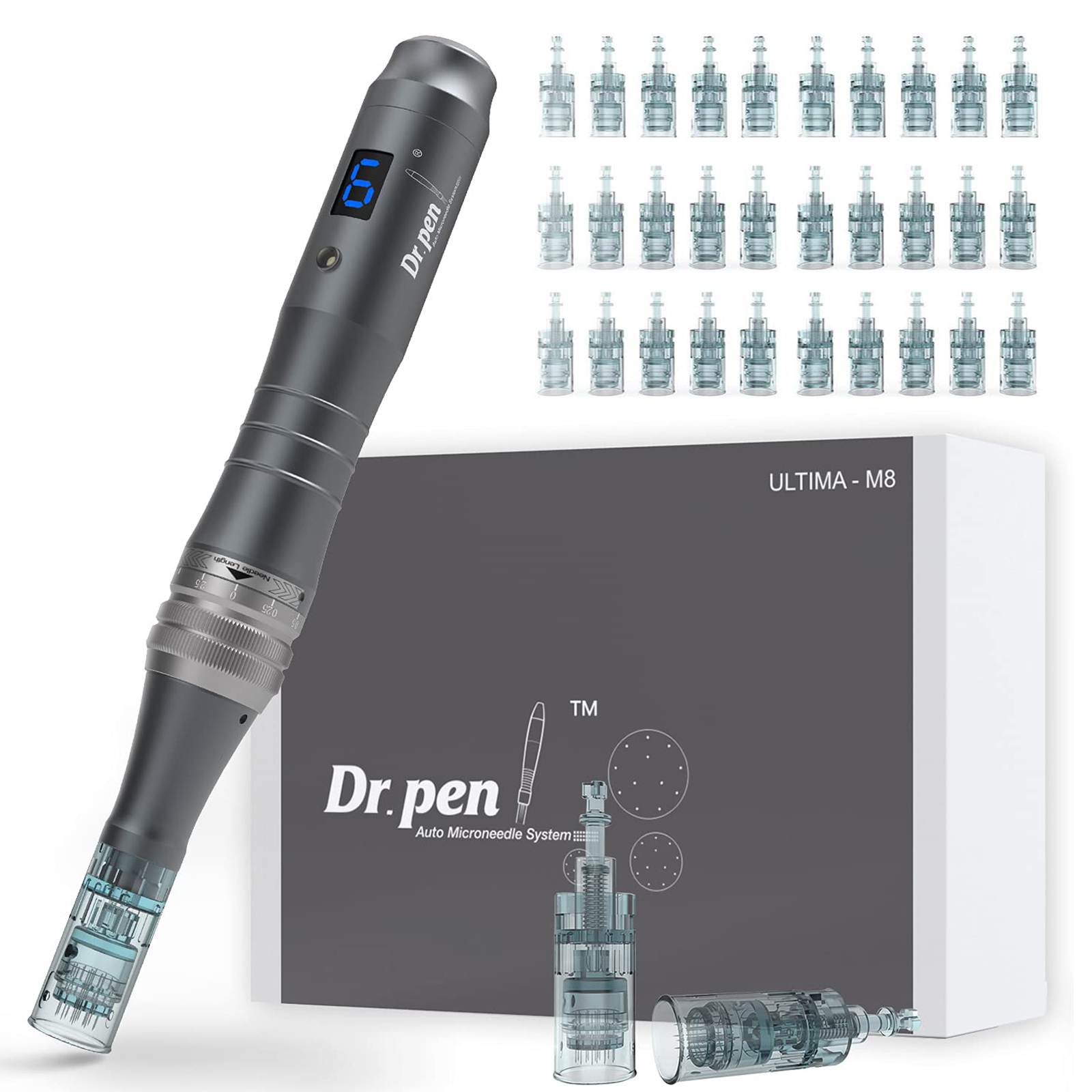 Dr. Pen M8 Microneedling Pen Ultima Wireless Derma Pen Beuty Machine Skin Pen Micro Needle Therapy Home Kit With 32 pcs Needles Cartridges