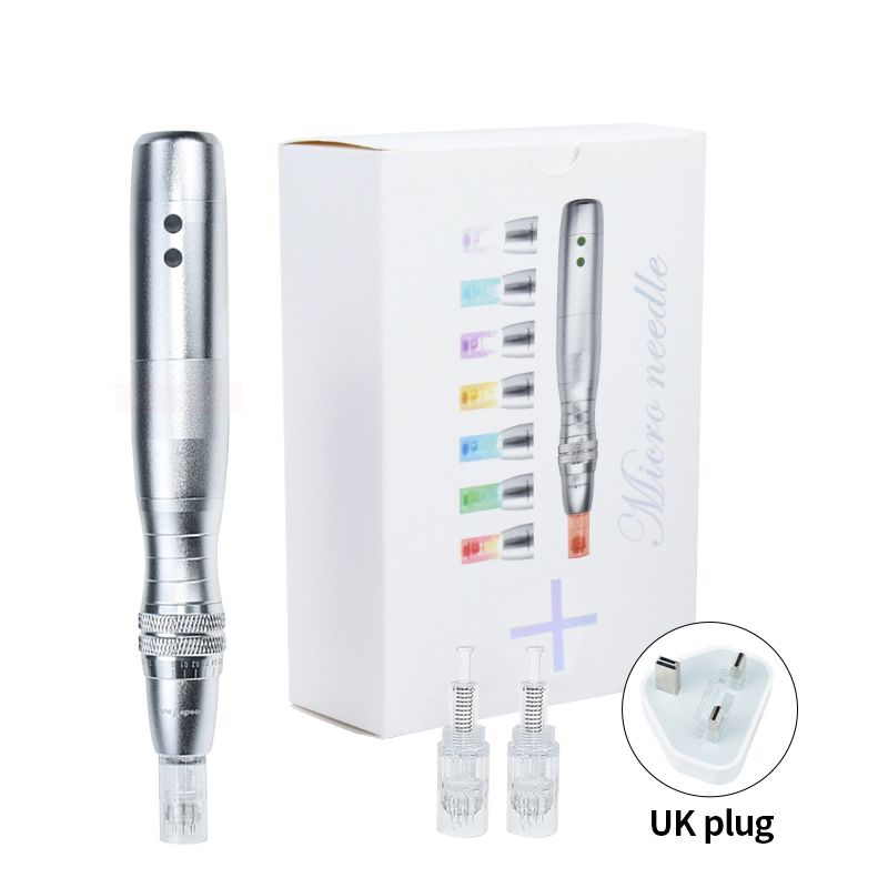Wireless Derma Pen 7 Colors Lights LED Photon Pen Rechargeable Electric Mico Needling Pen Face Care Tool with 2 pcs Needles Gift