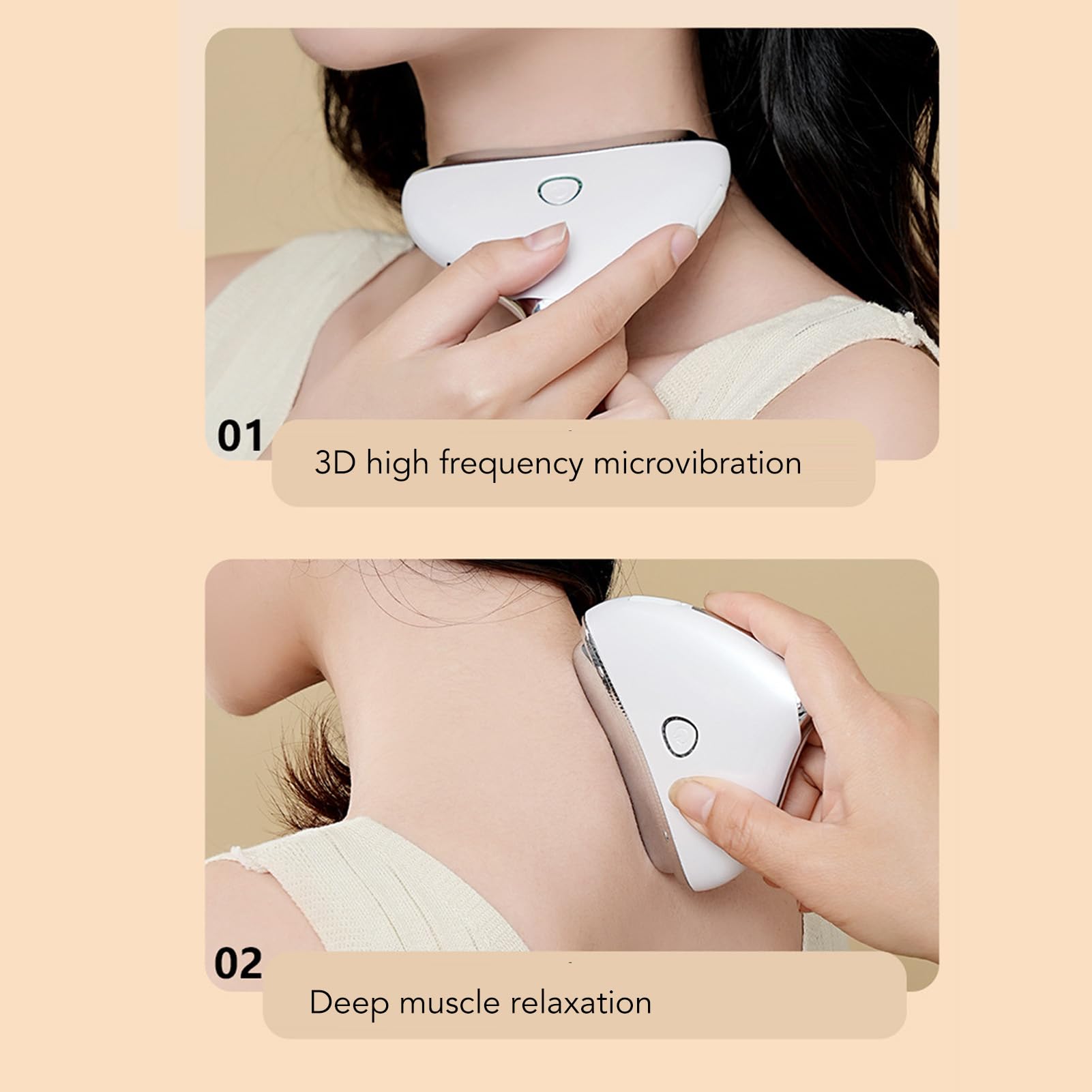 Electric Scraping Face Massager Heating Facial Beauty Scraping Instrument Portable USB Charging with 4 Modes Wonderful Gift White