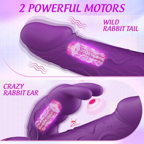 (Rose Red) G Spot Vibrator Adult Sex Toys Realistic Rabbit Female Dildo Silicone Toy Clitoris Stimulation Women Couple Pleasure Powerful Dual Motor Waterproof
