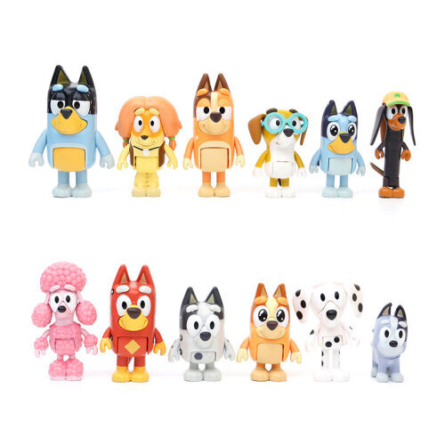 12Pcs Bluey Family And Friends Action Figures Model Toy Set Kids Gift