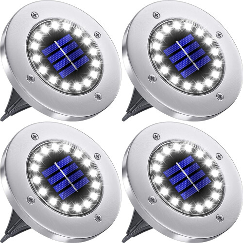 Cold White 12LED Solar Power Ground Lights Floor Decking Lawn