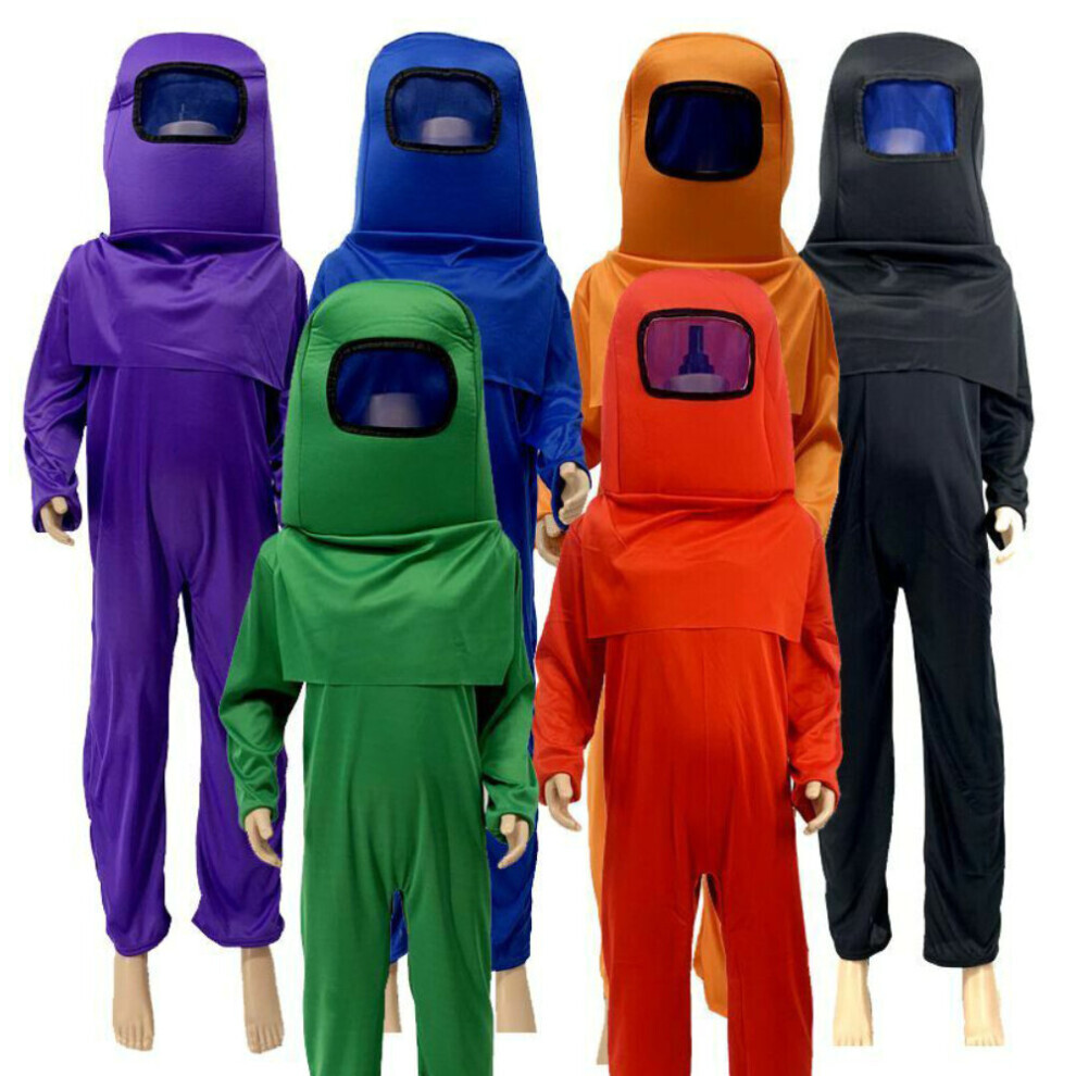 (Black 6~8 Years) Among Us Costumes Halloween Kids Fancy Dress Boys Jumpsuit Book Week Gaming Christmas Birthday Party Carnival Costumes